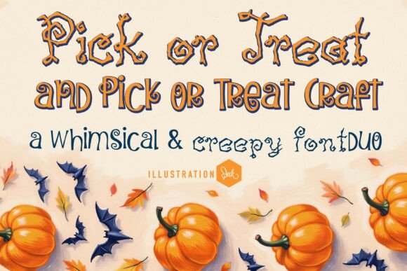 Pick or Treat Duo: A Whimsical Creepy Halloween Font for Business Branding